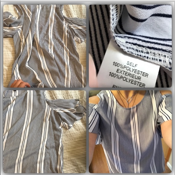 LAST💜HP🆕Striped cold shoulder top💕 - Picture 2 of 3