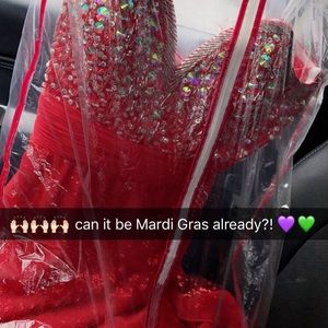 Red sequin formal dress