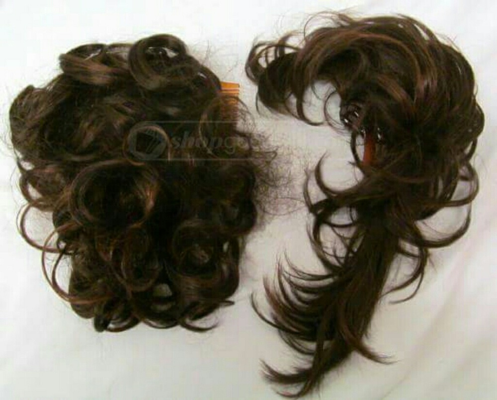 Two dark brown hair pieces