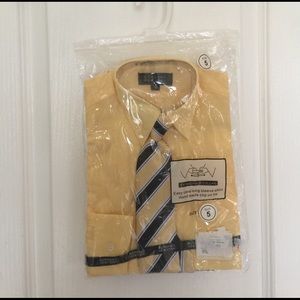 Begamo New York boy's dress shirt & Tie yellow