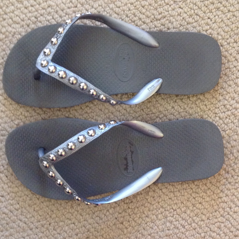 Havaianas flip flops pewter sz 39-40