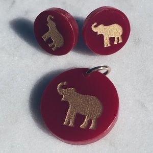 Moon & Lola Eden Elephant Charm & Studs in Garnet