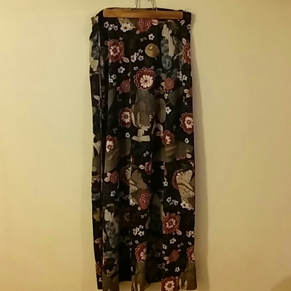 Floral Asian Inspired Print Maxi Skirt