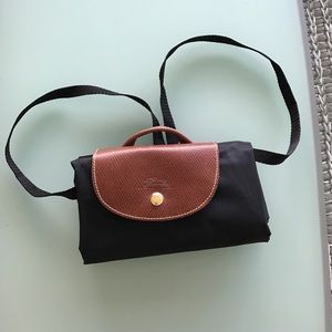 Longchamp black foldable backpack