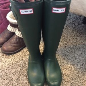 Hunter green rain boots