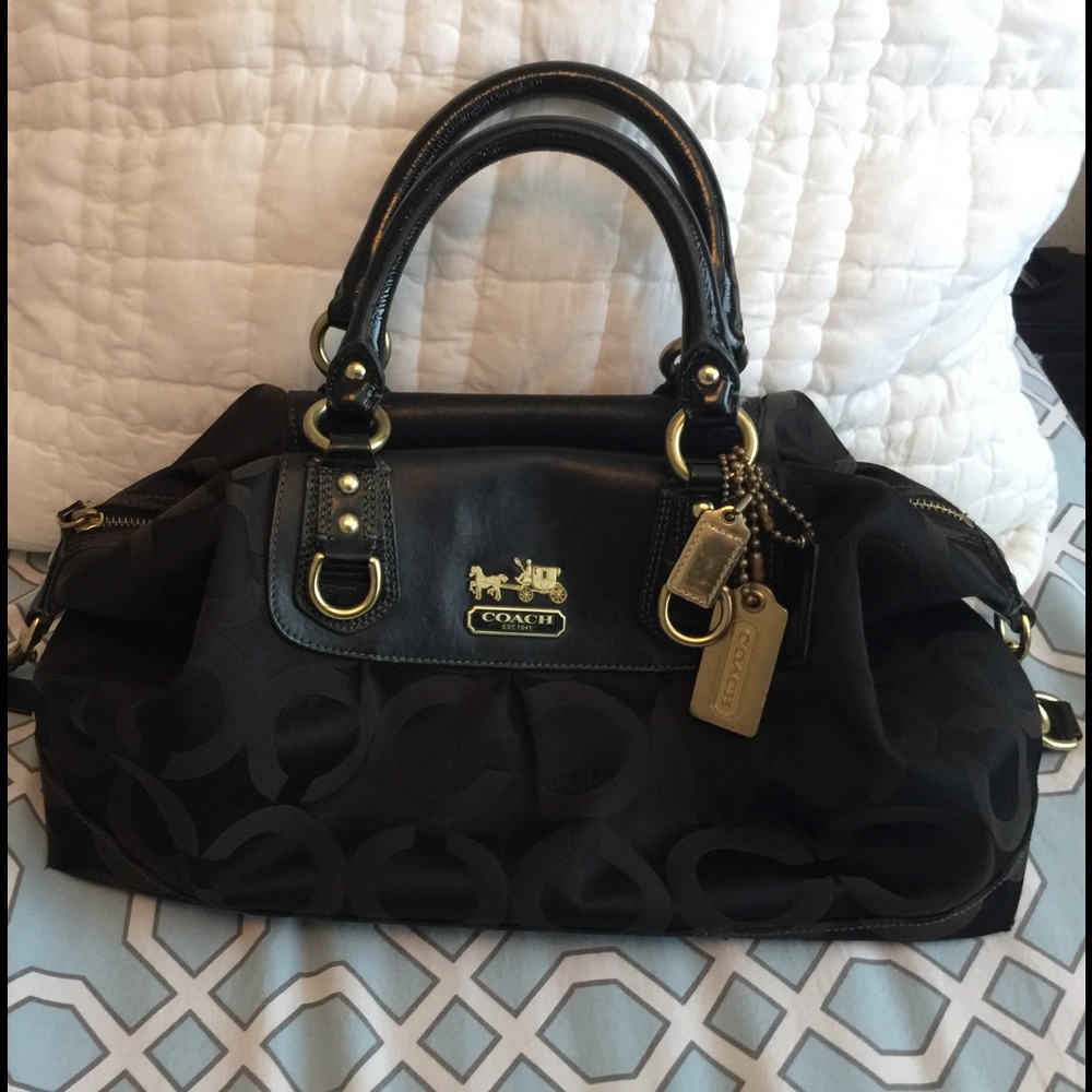 💯 Coach Madison Op Art Canvas Large Sabrina Bag