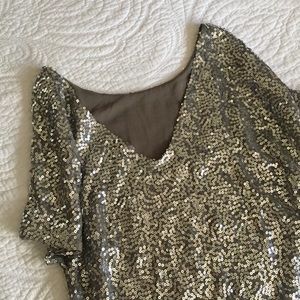 Lulu's Silver Sequin Shift Dress