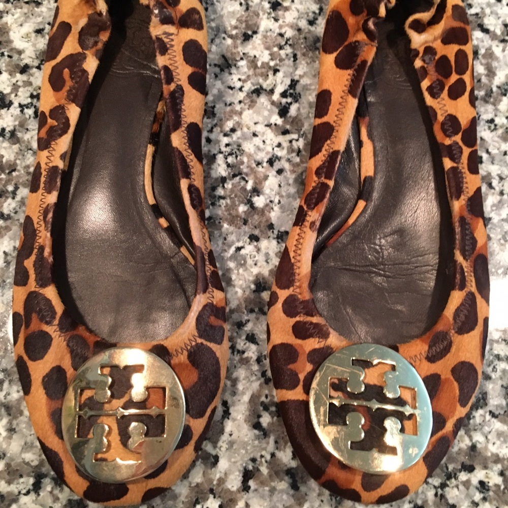 Tory Burch leopard calf hair Reva flats