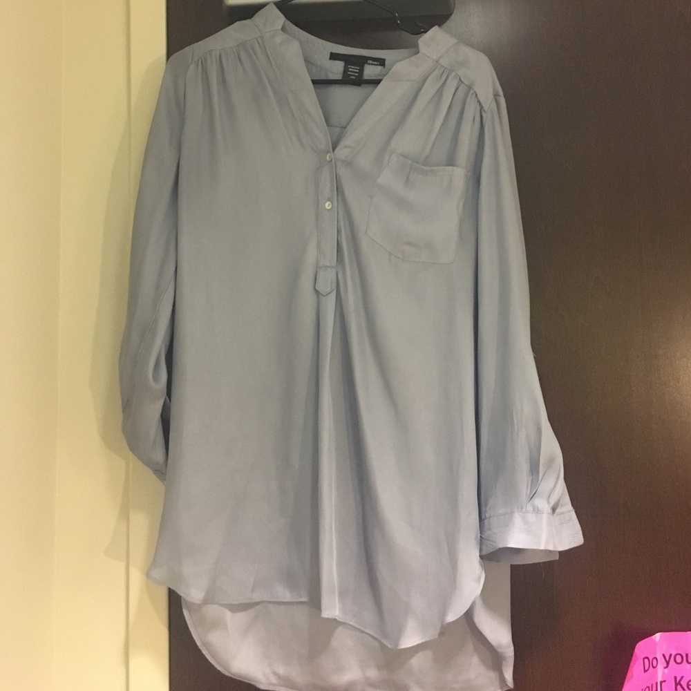 Silver Button-Down Blouse - image 1