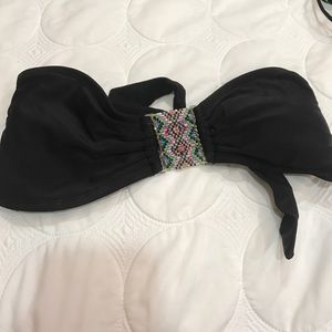 Black, strapless swim top