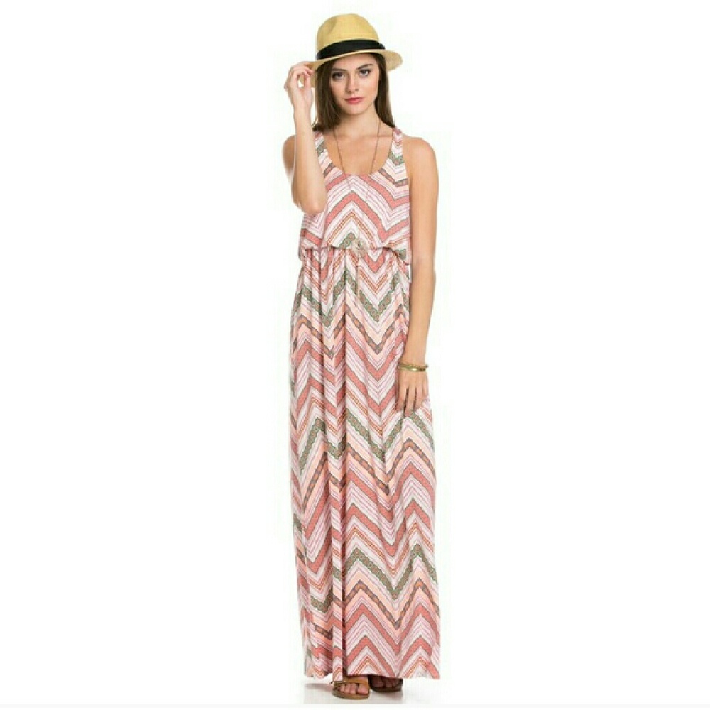 *Sale* Chiffon Chevron Dress - Picture 2 of 5