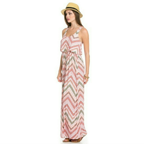 *Sale* Chiffon Chevron Dress - Picture 3 of 5