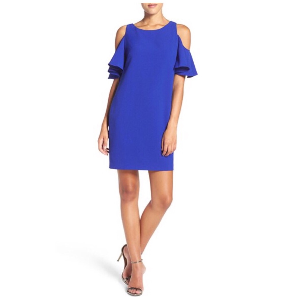Chelsea28 Blue Cold Shoulder Dress