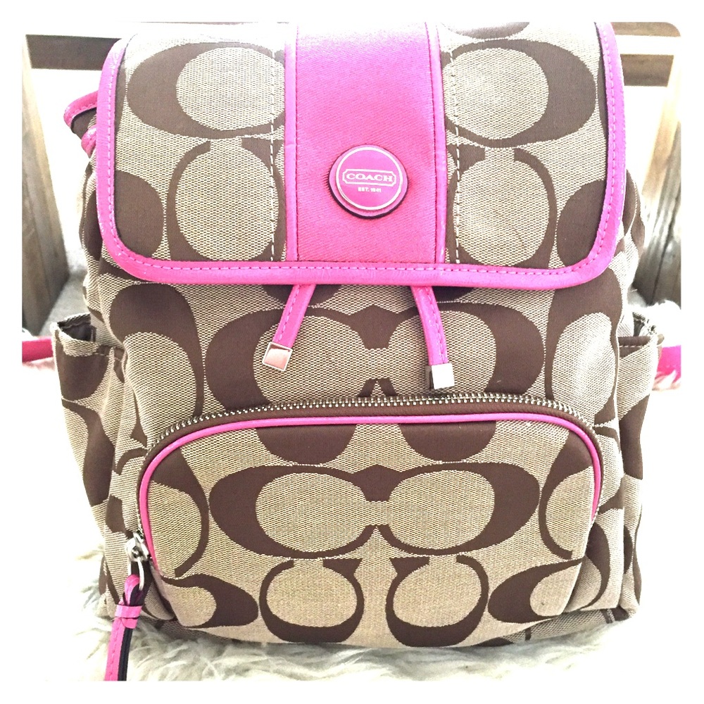 Coach Kahki & Mulberry Backpack