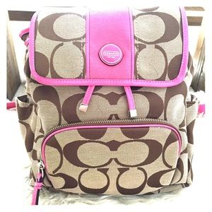 Coach Kahki & Mulberry Backpack