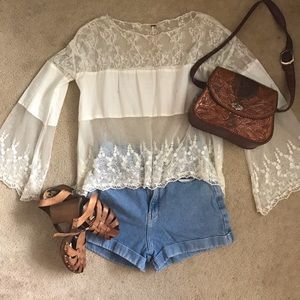 Free People Lace Flowy Top