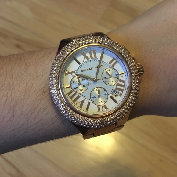 Michael Kors Camille rhinestone rose gold watch
