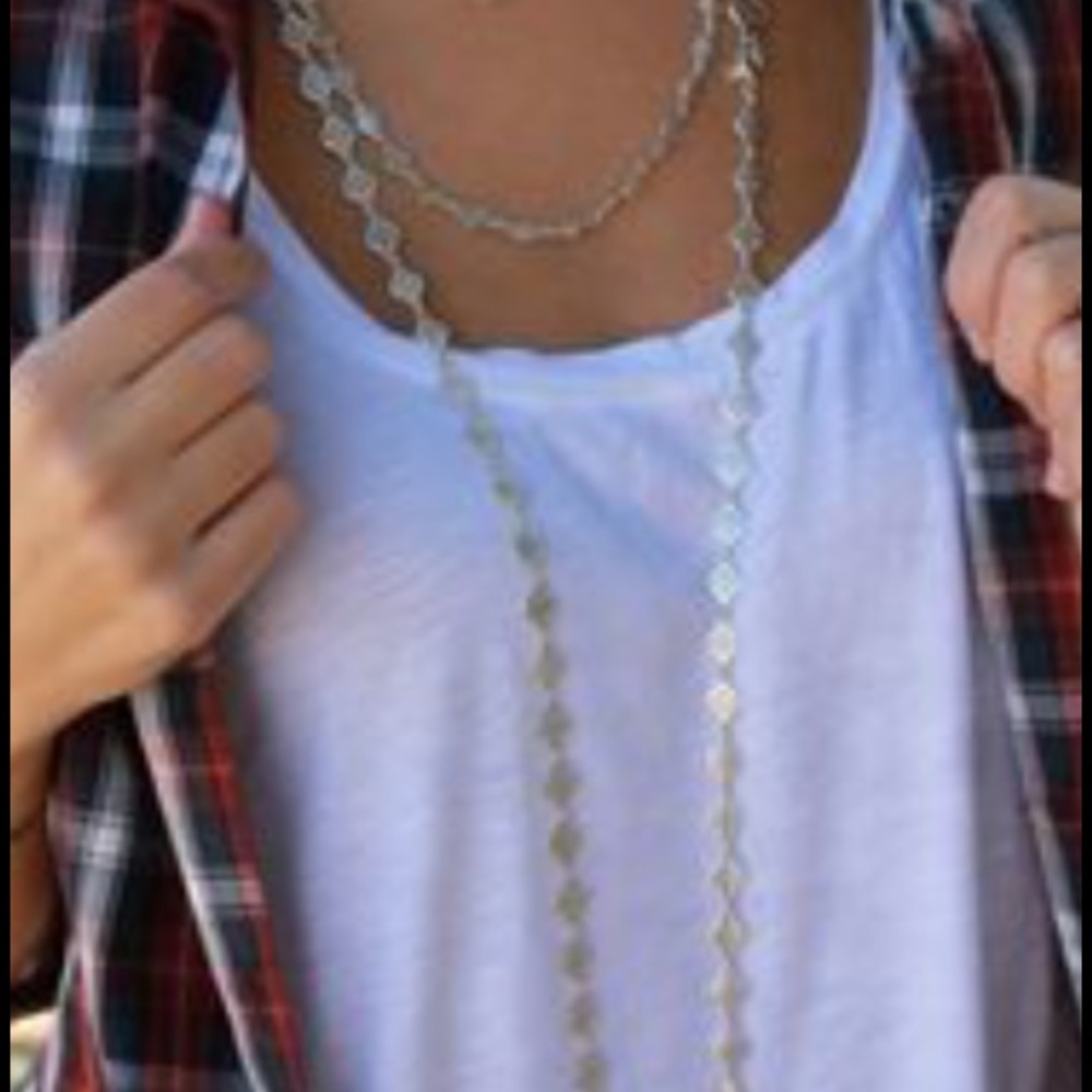 Stella & Dot long gold double layer necklace