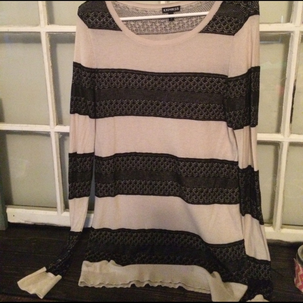 Express cream/ white with black detail sweater.