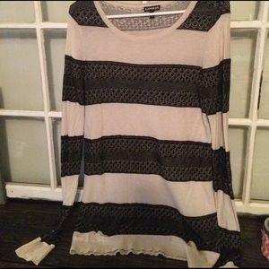 Express cream/ white with black detail sweater.