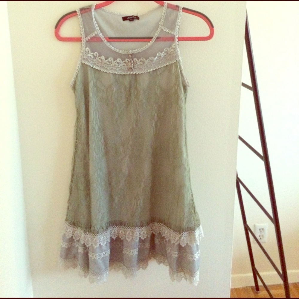 Green and silver flapper-style mini dress