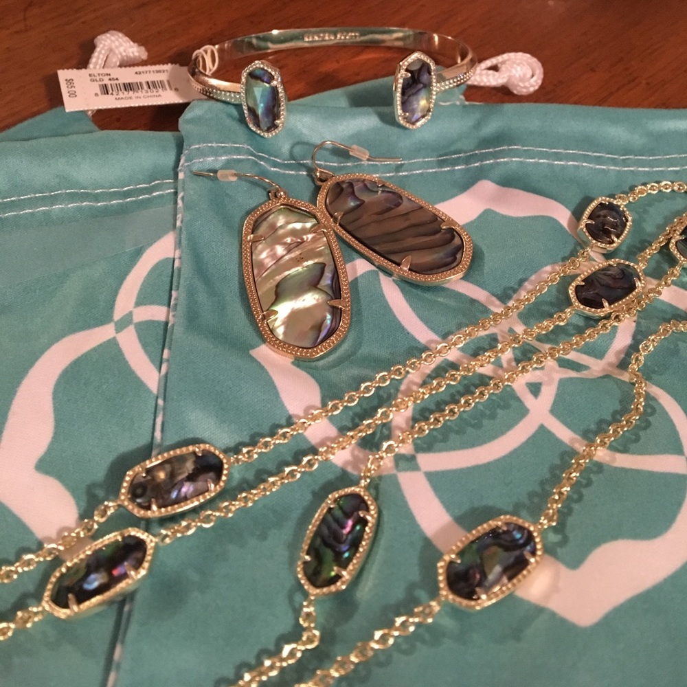 Kendra Scott Abalone and Gold Set