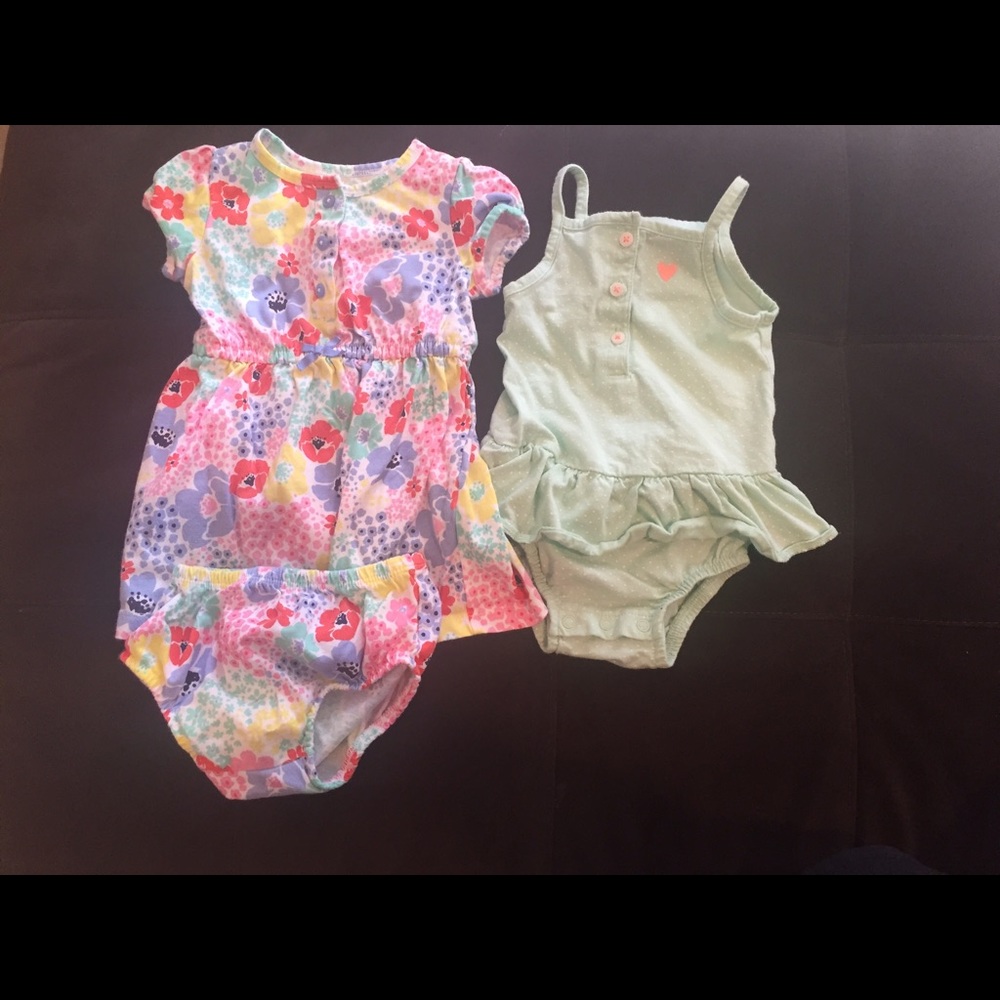 Two 12 month carters outfits baby girl