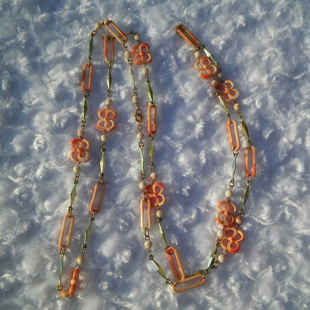 Vintage OOAK Long Plastic Beaded Necklace - Picture 3 of 3