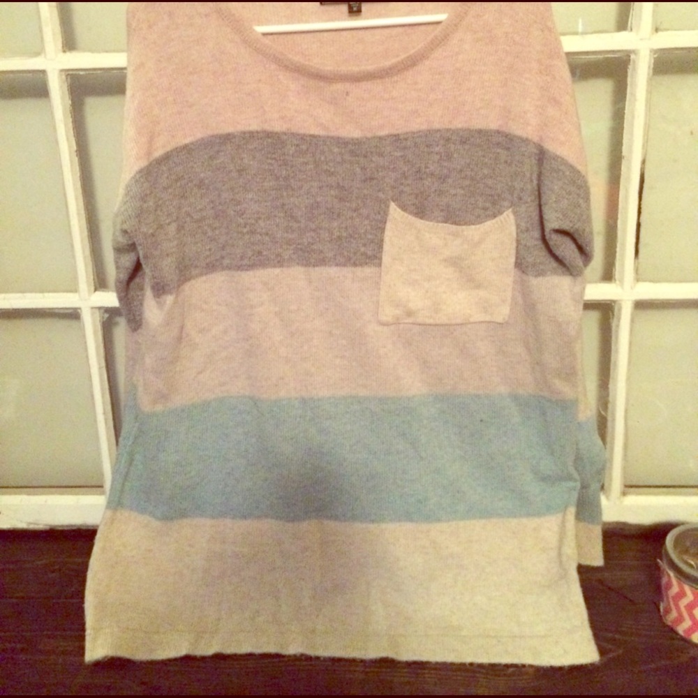 Tunic length sweater with stripes