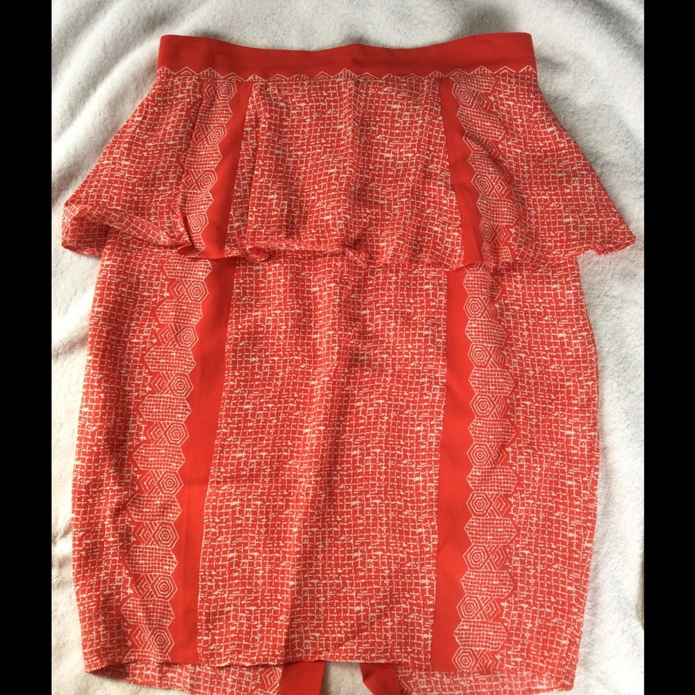 Red Peplum Pencil Skirt by Plenty by Tracy Reese