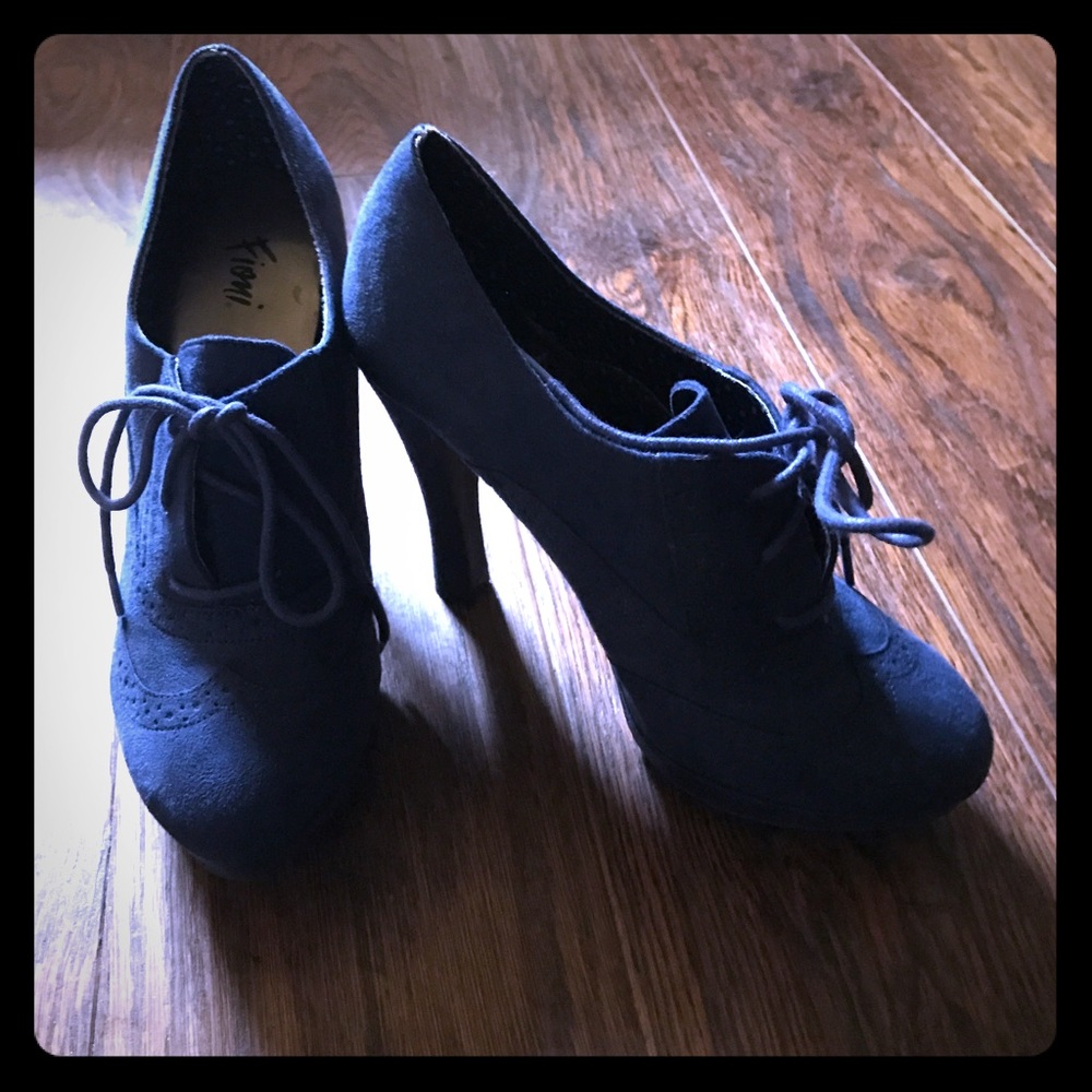 Blue suede stilettos