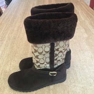 Coach brown suede/shearling boots, Leeann