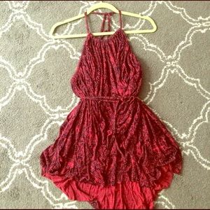 High neck, open back tank