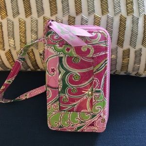 Vera Bradley ID/Phone Wristlet in Pinwheel Pink