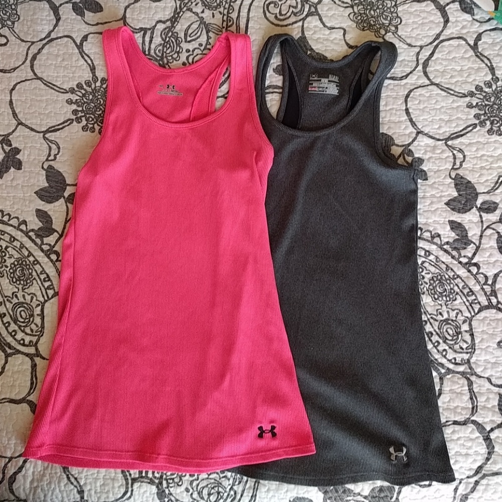 2 Under armour Heatgear fitted racer back tanks