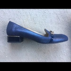 Blue leather loafers HAND MADE in Italy