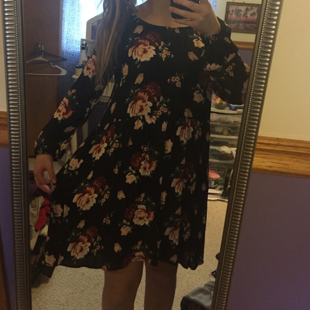 Black, Flowered Dress