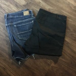 Black and denim shorts