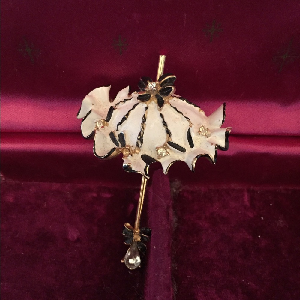 Vintage My Fair Lady BSK Open Parasol Brooch.