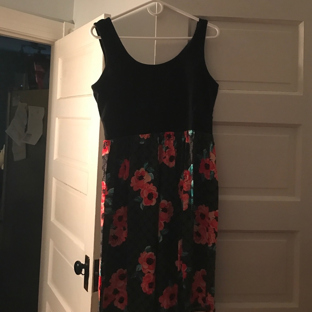 Black and Floral Skater Dress (Torrid Size 1)
