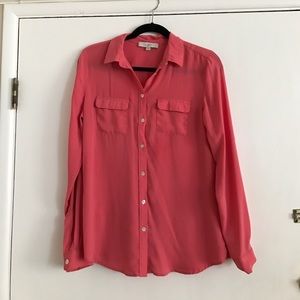 Loft coral button up blouse