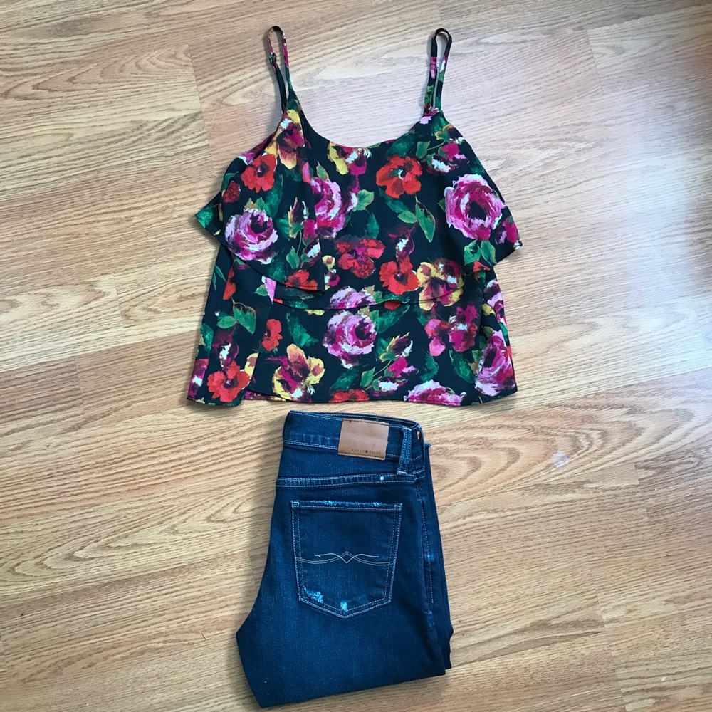 Paper Crane Floral Crop Top S