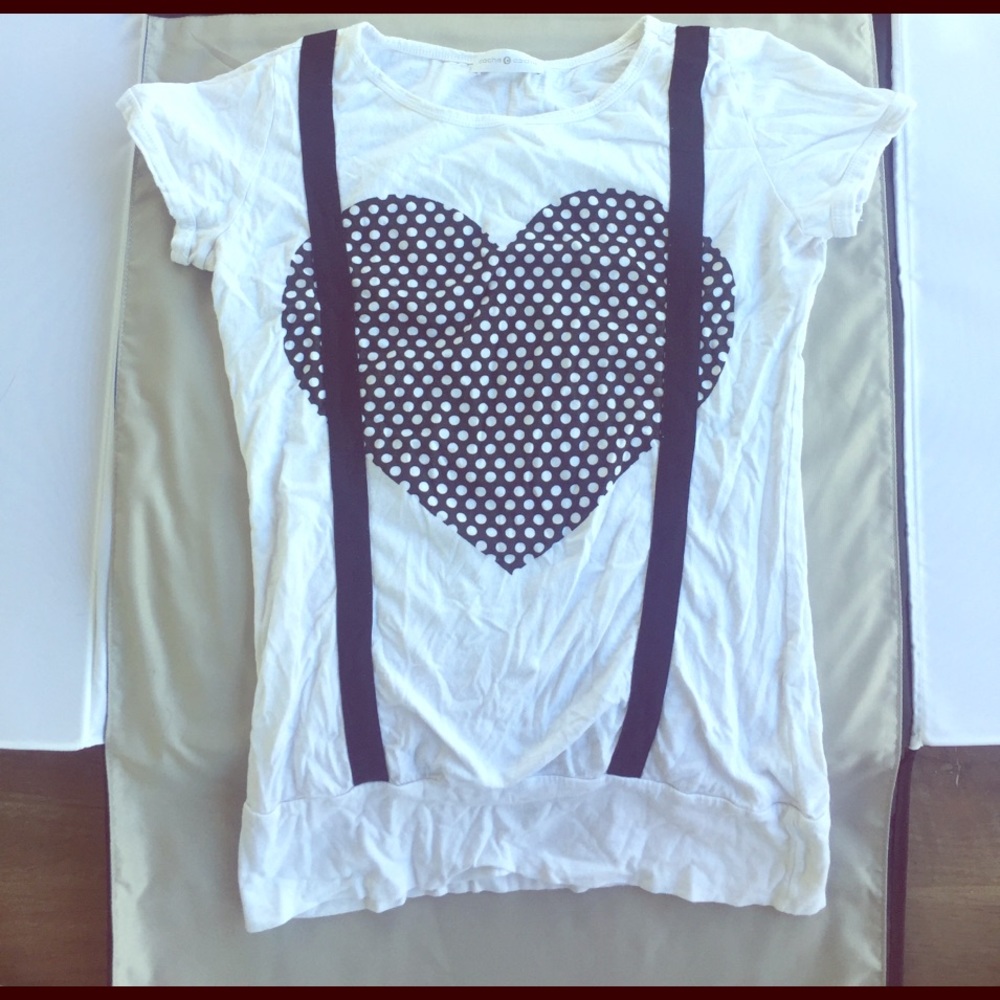 Crop top suspender heart shirt