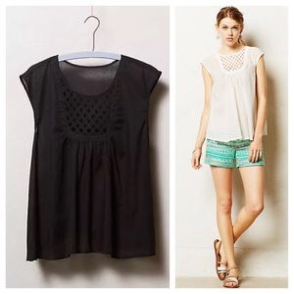 SOLD Anthropologie HD Paris Black Lattice Top - Picture 3 of 4