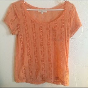 All lace orange/pink Forever 21 T-shirt.