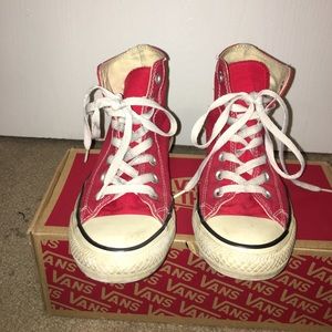 Red converse high tops