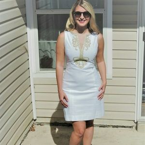 Lilly Pulitzer White and Gold Janice Shift