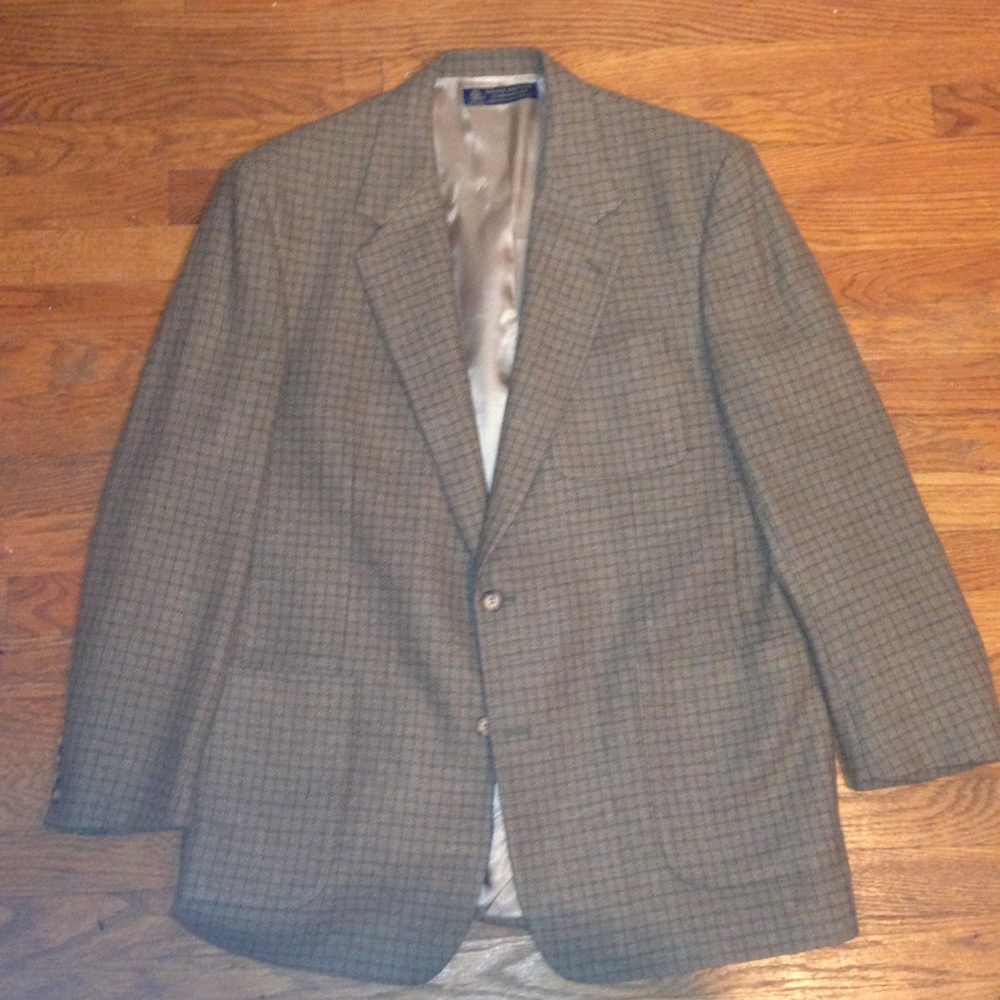 Brooks Brothers 100% Wool Brown Plaid Sports Coat