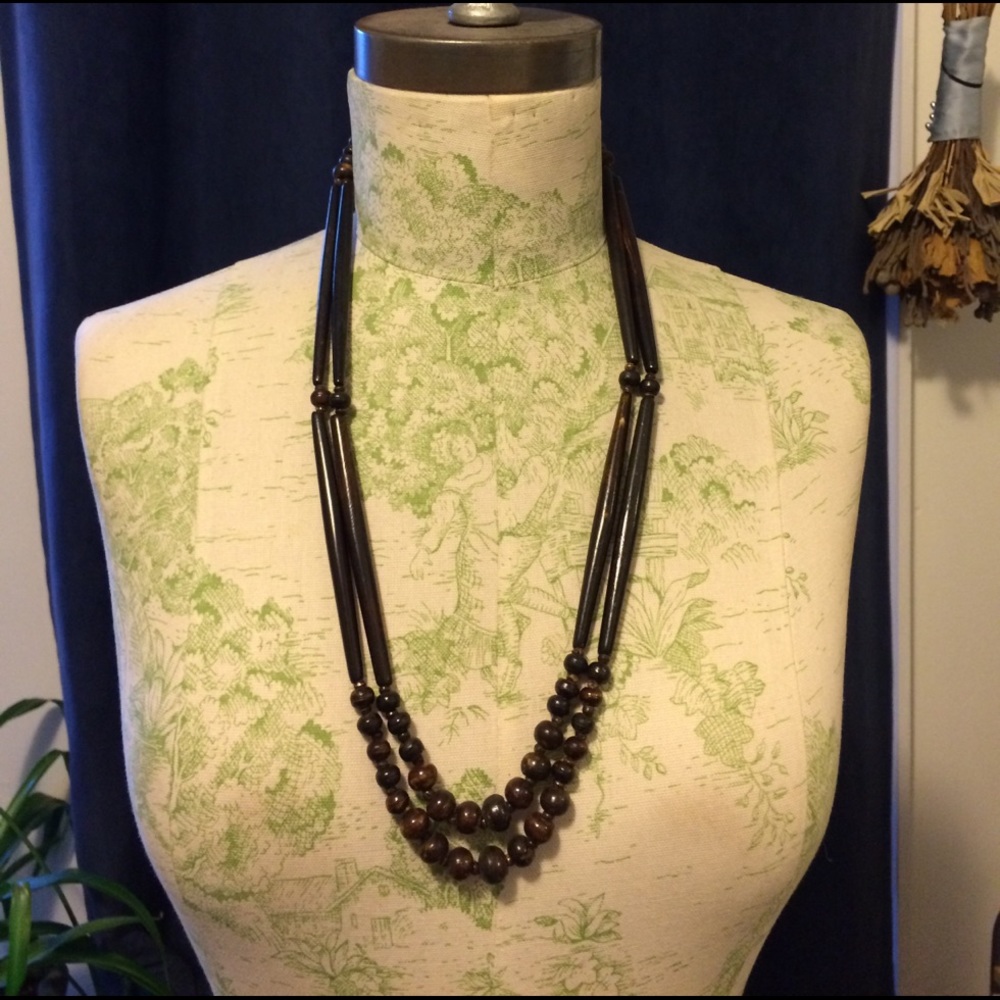 Natural Wooden Bead Necklace