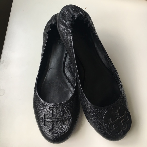 tory burch black leather flats